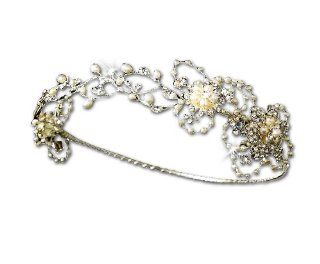 Silver Tone Freshwater Pearl Circlet Bridal Wedding Bridal Headband Tiara Jewelry