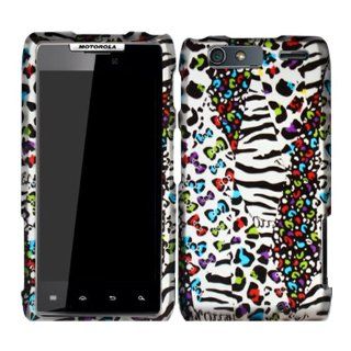 White Rainbow Zebra Cheetah Leopard Hard Case Cover For Motorola Droid Razr Maxx 912M 913 916 Razor Max with Free Pouch Cell Phones & Accessories