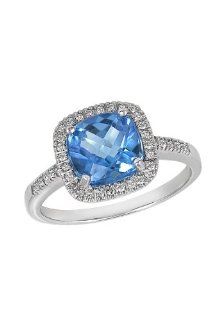 Effy Jewlery 14K White Gold Blue Topaz and Diamond Ring, 2.43 TCW Ring size 7 Jewelry