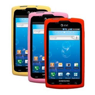 Three Silicone Cases / Skins / Covers for Samsung Captivate / SGH I897   Yellow, Light Pink, Orange Cell Phones & Accessories