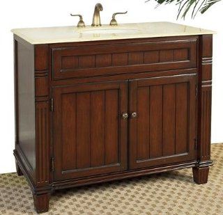 39" Bathroom Vanity with Marble Top (Medium Oak) (35"H x 39"W x 22"D)   Vanity Sinks