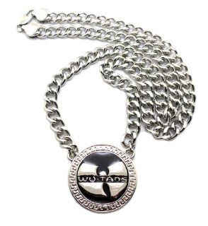 New Iced Out Silver Wu Tang Clan Circle Pendant w/10mm 30" Cuban Link Chain Necklace XC260R Jewelry