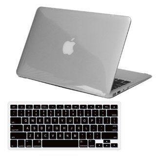 Premium Skque Clear Hard Plastic Crystal Case + Black Silicone Keyboard Skin Cover for Apple MacBook Air 13.3 Electronics