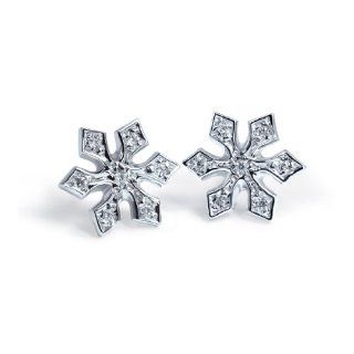 Alex Woo "Little Seasons" Diamond and 14k White Gold Snowflake Earrings Stud Earrings Jewelry