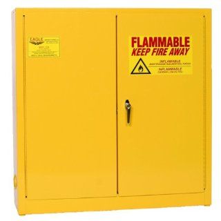 Eagle 1976 Safety Cabinet for Flammable Liquids, 2 Door Manual Close, 24 gallon, 44"Height, 43"Width, 12"Depth, Steel, Yellow Hazardous Storage Cabinets
