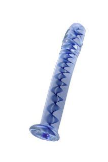 GlassToys Clear Glass Dildo with Blue Helix in Shaft 6 3/4". Health & Personal Care