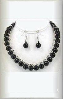Black Onyx Necklace Set   8/10 mm onyx beads   009 Jewelry Sets Jewelry