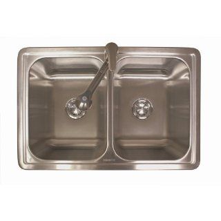 Franke USA Double Basin Stainless Steel Topmount Kitchen Sink with Faucet DFD901KIT   Double Bowl Sinks  