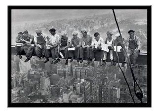 Iposters Lunch On A Skyscraper Poster Men On Girder New York Black Framed   96.5 X 66 Cms (approx 38 X 26 Inches)   Prints