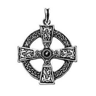 Silver Gaelic Celtic Cross Irish Endless Knot Pendant Nordic Pagan 925 St Sterling Silver Plated Celtic Symbol 40 x 40 MM 925 Sterling Silver Two Sided Design 
