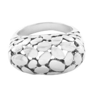 .925 Sterling Silver Woman's Engraved Dome Ring (6) Jewelry