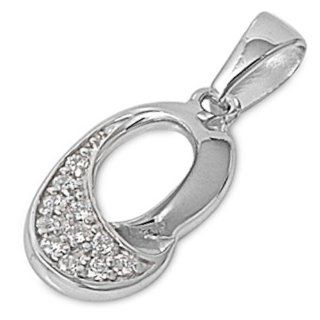 Silver & Clear Cz .925 Sterling Silver Pendant Necklace Jewelry