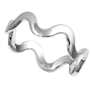 Sterling Silver Italian Wave Design Ring Custom Rhodium Finish Solid 925 Italy Size 9 Jewelry
