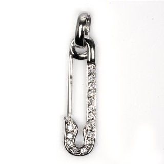 Pin CZ Pendant 34MM Sterling Silver 925 Jewelry