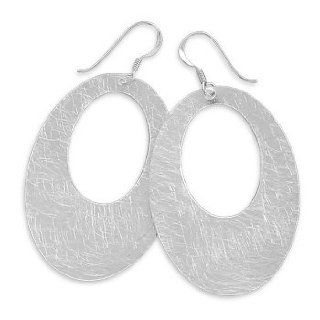 Oval Brushed Earrings 925 Sterling Silver Jewelry