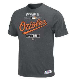 MLB Majestic Baltimore Orioles 2013 Authentic On Field Property Of T Shirt   Heathered Gray  Sports Fan T Shirts  Sports & Outdoors