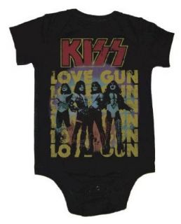 Kiss   Lil Love Gun Infant Onesie in Black, Size 24 Clothing