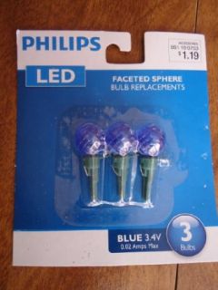 Philips 3 LED faceted Sphere Replacement Christmas light bulbs   BLUE 3.4V .02 Amps Max   Led Household Light Bulbs  