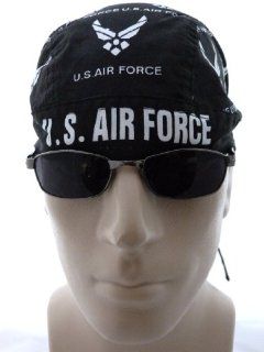 Air Force Motorcycle Cap/ Bikers Cap/ Head Wrap/ Skull Cap/ Medical Cap/ Doo Du Rag, Black and White, U.S. Air Force Biker Hat, Fits Most Men and Women Head Sizes, Headwear 