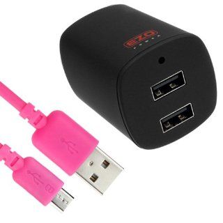 EZOPower 3.1A 2 Port USB Wall AC Charger Adapter with collapsible Prong + 6 Feet Hot Pink Micro USB Cable for Nokia Lumia 610, 635, Icon (929), 1520, 1020, 520, 521and more Cellphone Smartphone Tablet Cell Phones & Accessories