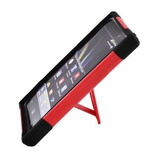 For LG Spectrum 2/VS 930 Hybrid Rubber/Hard Case Black/Red with Y Shap Stand 