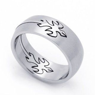 8MM Stainless Steel Cut Out Fleur De Lis Domed Wedding Band Ring (Size 8 to 14) Jewelry