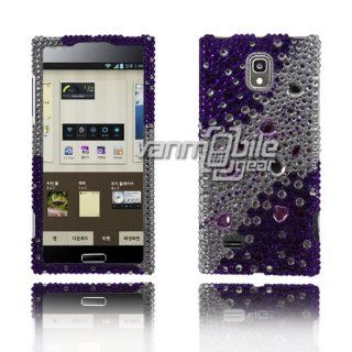 VMG For LG Spectrum 2 VS930 (2nd Gen) Cell Phone Gem Bling Rhinestones Faceplate Design Hard Case Cover   Purple Silver Rain Drops Cell Phones & Accessories
