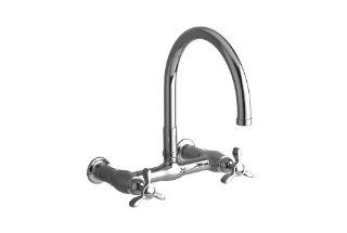 KOHLER K 6132 3 CP Parq Wall Mount Kitchen Bridge Faucet, Polished Chrome   Touch On Kitchen Sink Faucets  