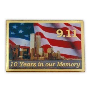 911 9 11 01 Twin Towers 10 Years in Our Memory Flag Remembrance Lapel Hat Jacket Pin Patio, Lawn & Garden