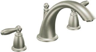 Moen T933BN Brantford Two Handle Low Arc Roman Tub Faucet without Valve, Brushed Nickel   Bathtub Faucets  