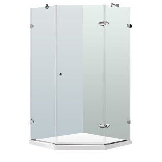 VIGO VG6061CHCL40WS 40 x 40 Frameless Neo Angle 3/8" Clear/Chrome Shower Enclosure with Low Profile Base   Shower Doors  