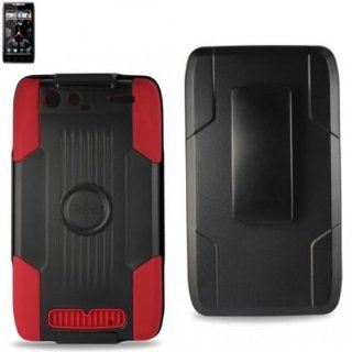 Reiko RKSLCPC09 MOTXT912BKRD Premium Durable Protective Case for Motorola Droid Razr XT912 with Kickstand   1 Pack   Retail Packaging   Black/Red Cell Phones & Accessories