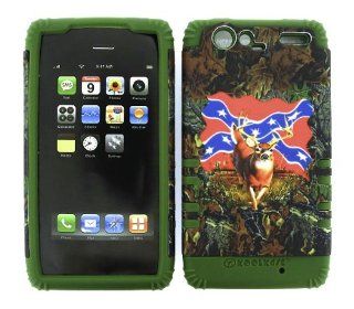 BUMPER CASE FOR MOTOROLA DROID RAZR XT912 ARMY GREEN SOFT SKIN W/ CAMO DEER ON REBEL FLAG HARD CASE Cell Phones & Accessories