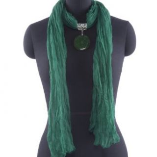 Fashion Jewelry Wrap Green Long Necklace Scarf Cute Natural Stone Pendant Charm