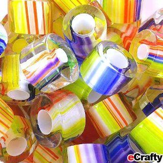 Cane Glass Beads USA Fire Designs Mix Lg Hole Sliders 5pc Rainbow Stripe