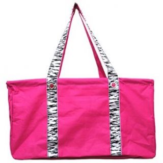 All Purpose Carry It All Large Solid Canvas Collapsible Zebra Stripe Utility Tote Bag (HOTPINK) Clothing