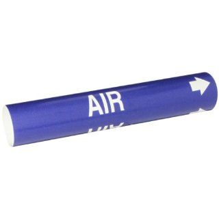 Brady 4002 C Bradysnap On Pipe Marker, B 915, White On Blue Coiled Printed Plastic Sheet, Legend "Air" Industrial Pipe Markers