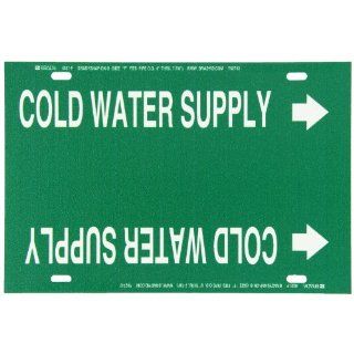 Brady 4031 F Brady Strap On Pipe Marker, B 915, White On Green Printed Plastic Sheet, Legend "Cold Water Supply" Industrial Pipe Markers