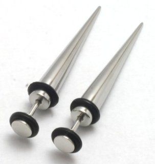 Pair of Fake Cheater Tapers for Ears Steel 0g Look Gauges   Fits Normal Pierced Ear Jewelry