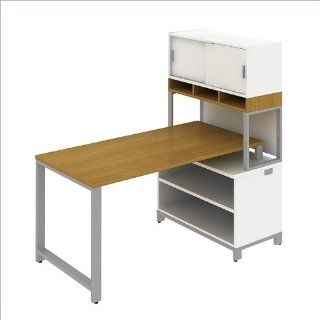 Bush Momentum 60" Floating Desk with Hutch in Modern Cherry  Office Desks 