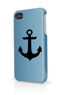 Aqua Black Anchor iPhone 4 Case Fits iPhone 4 & iPhone 4S Full Print Plastic Snap On Case Cell Phones & Accessories