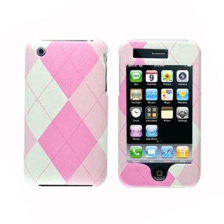 Hard Plastic Snap on Cover Fits Apple iPhone 3G 3GS Pink and White Argyle Fabric AT&T (does NOT fit Apple iPhone or iPhone 4/4S or iPhone 5/5S/5C) Cell Phones & Accessories