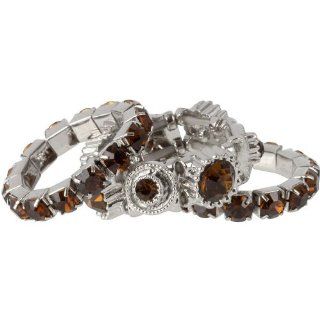 Smoky Quartz Crystal Stacking Stretch Ring Trio Jewelry