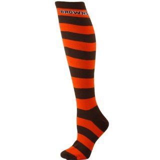 NFL Cleveland Browns Ladies Orange Brown Striped Rugby Socks  Sports Fan Socks  Sports & Outdoors