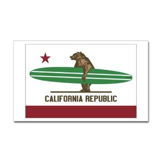  California Surfing Bear Longboard Flag Sticker Sticker Rectangle   Standard White  