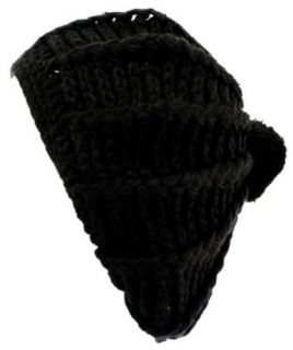 EH943RB   Hand Knitted Thick Slouch Fashion Beanie /Beret /Winter Hat   Black/One Size