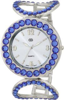 Golden Classic Women's 943_Silv/Blue Spotlight Oversized Rhinestone Encrusted Watch at  Women's Watch store.