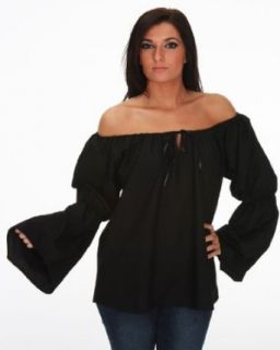 SC88526B Renaissance Black Chemise Shirt Top Medieval Peasant Wench Blouse Adult Sized Costumes Clothing