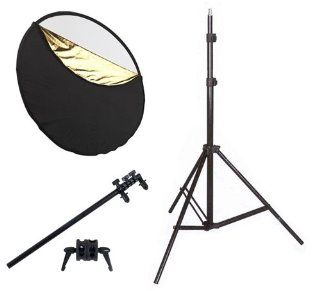 Opteka 43" 5 in 1 Collapsible Disc Reflector Kit with RH 42 Holder and LS750 7.5' Adjustable Heavy Duty Light Stand  Photographic Lighting Reflectors  Camera & Photo