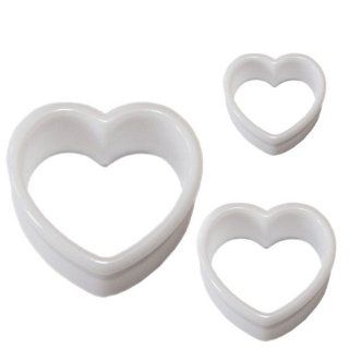 1 Pair of 3/4 Gauge (19mm) White Heart Shaped Tunnel Plugs   Double Flared Jewelry